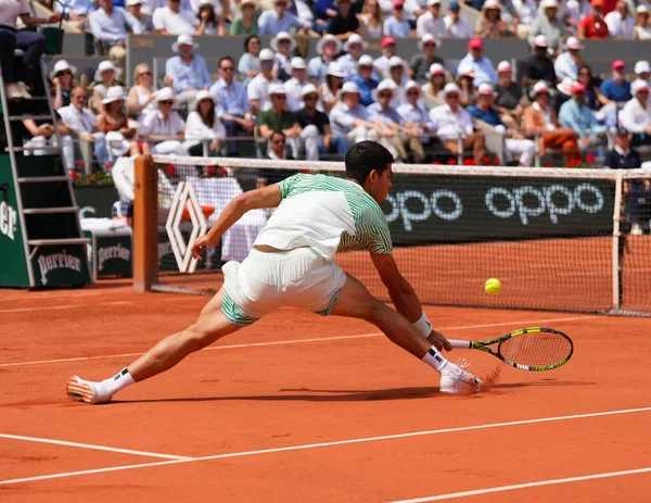 Paris Frankrike Juni 2023 Professionell Tennisspelare Carlos Alkaraz Spanien Aktion — Stockfoto
