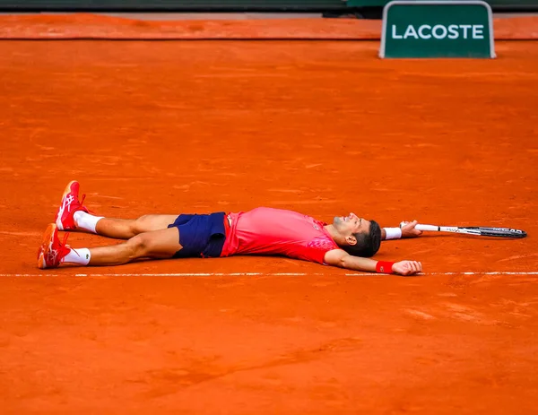 Párizs Franciaország 2023 Június 2023 Roland Garros Bajnok Novak Djokovic — Stock Fotó