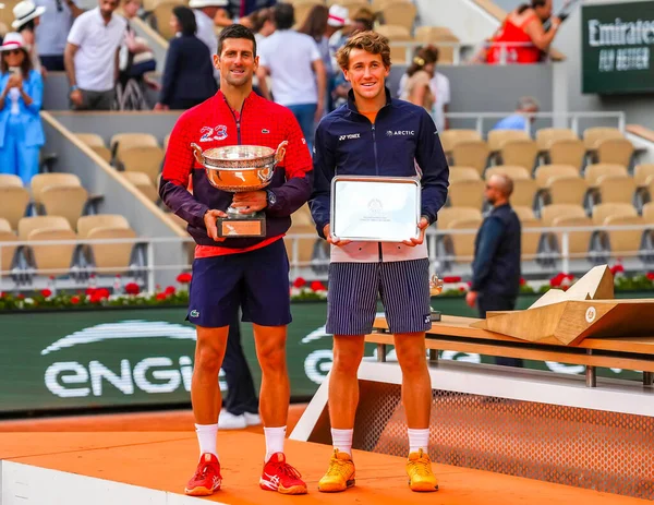 Paříž Francie Června 2023 2023 Roland Garros Champion Novak Djokovic — Stock fotografie