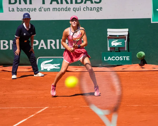 París Francia Junio 2023 Tenista Profesional Mirra Andreeva Rusia Acción — Foto de Stock