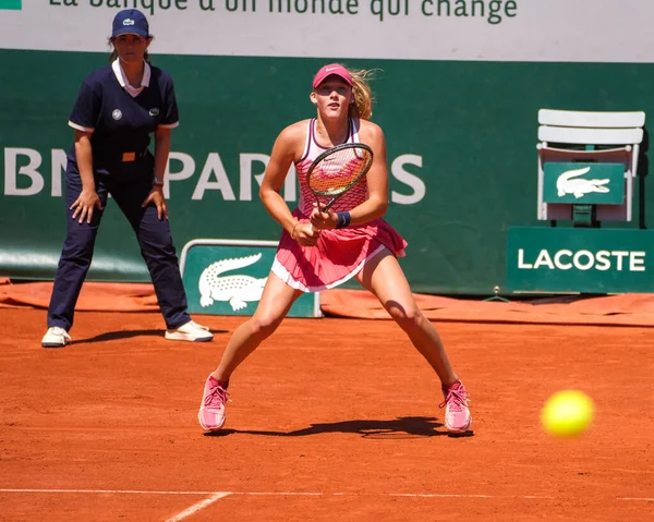 París Francia Junio 2023 Tenista Profesional Mirra Andreeva Rusia Acción —  Fotos de Stock