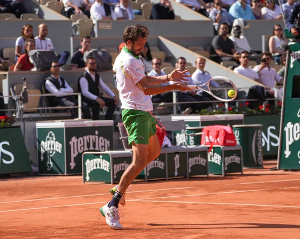 stock image PARIS, FRANCE - MAY 30, 2023: Professional tennis player Daniil Medvedev of Russia in action during men singles first round match against Thiago Seyboth Wild of Brasil at 2023 Roland Garros in Paris, France