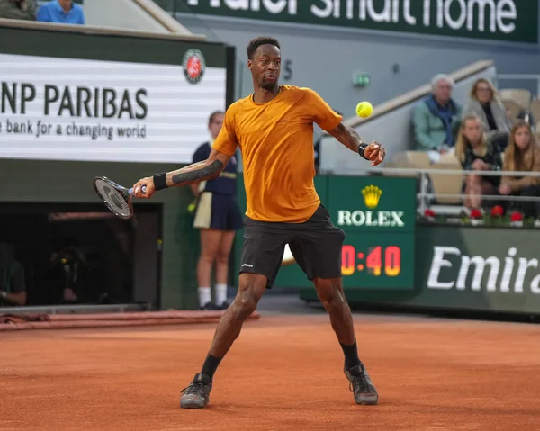 stock image PARIS, FRANCE - MAY 30, 2023: Professional tennis player Gael Monfils of France in action during men singles first round match against Sebastian Baez of Argentina at 2023 Roland Garros in Paris, France