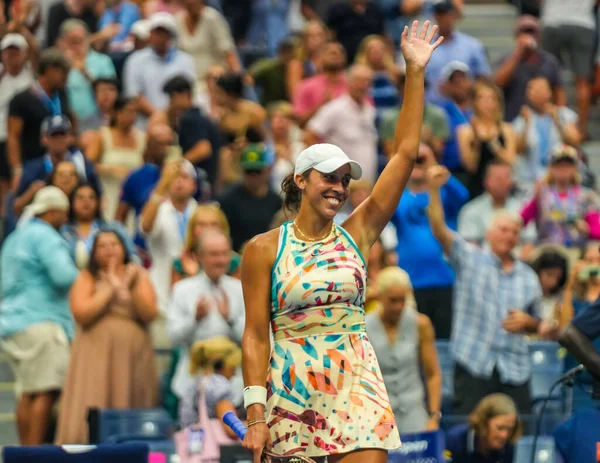 New York Září 2023 Profesionální Tenista Madison Keys Slaví Vítězství — Stock fotografie
