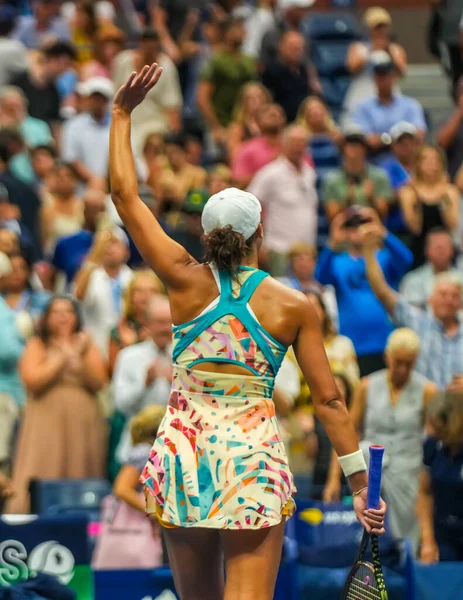 New York Σεπτεμβριου 2023 Επαγγελματίας Τενίστας Madison Keys Γιορτάζει Νίκη — Φωτογραφία Αρχείου