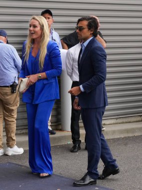 NEW YORK - 28 AĞUSTOS 2023: Eski Olimpiyat sporcusu Lindsey Vonn ve erkek arkadaşı Diego Osorio, 2023 'te USTA Ulusal Tenis Merkezi' nde düzenlenen açılış gecesinden önce