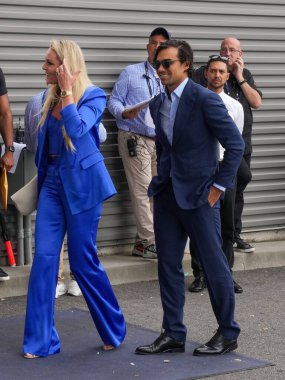 NEW YORK - 28 AĞUSTOS 2023: Eski Olimpiyat sporcusu Lindsey Vonn ve erkek arkadaşı Diego Osorio, 2023 'te USTA Ulusal Tenis Merkezi' nde düzenlenen açılış gecesinden önce