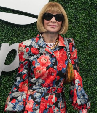 NEW YORK - AUGUST 28, 2023: Editor-in-chief of Vogue magazine Anna Wintour in New York. She is a British and American media executive who has served as Editor-in-Chief of Vogue since 1988 clipart