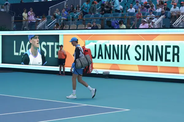 stock image MIAMI GARDENS, FLORIDA - MARCH 31, 2024: Jannik Sinner of Italy enters the Hard Rock Stadium before men's singles final match against Grigor Dimitrov of Bulgaria at 2024 Miami Open in Miami Gardens