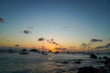 Günbatımı Gustavia Limanı, St. Barts, Fransız Batı Hint Adaları