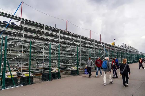 stock image PARIS, FRANCE - MAY 30, 2024: The Pont Alexandre III looks like a construction site in preparation for the 2024 Paris Olympic Games in Paris, France