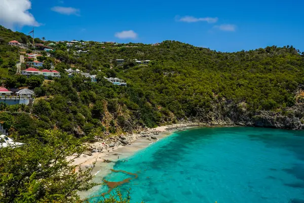 stock image Aerial view of Shell beach, St. Barts, French West Indies