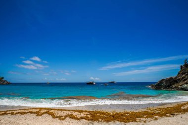 St. Barthelemy 'deki ünlü Shell Sahili, Fransız Batı Hint Adaları