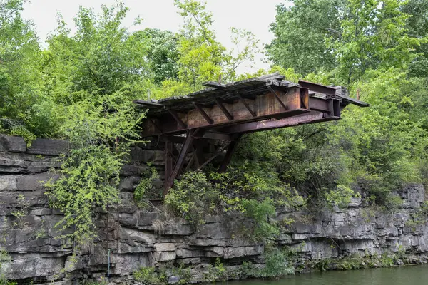 stock image Abandoned and broken steel bridge at Erie canal in Upstate New York