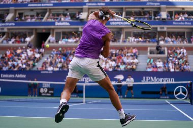 New York - 31 Ağustos 2019 Grand Slam şampiyonu İspanyol Rafael Nadal, New York 'taki Billie Jean King Ulusal Tenis Merkezi' nde oynanan 2019 US Open üçüncü tur karşılaşmasında