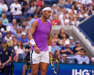 New York - 31 Ağustos 2019 Grand Slam şampiyonu İspanyol Rafael Nadal, New York 'taki Billie Jean King Ulusal Tenis Merkezi' nde oynanan 2019 US Open üçüncü tur karşılaşmasında