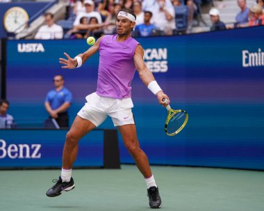 New York - 31 Ağustos 2019 Grand Slam şampiyonu İspanyol Rafael Nadal, New York 'taki Billie Jean King Ulusal Tenis Merkezi' nde oynanan 2019 US Open üçüncü tur karşılaşmasında