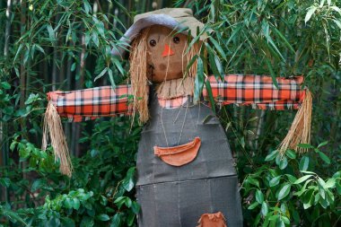 Cadılar Bayramı süsü için korkuluk pipetçisi. Korkuluk genellikle insan şeklinde olan bir yem ya da mankendir.