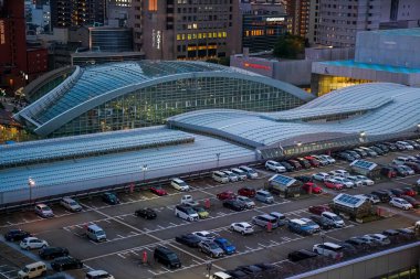 KANAZAWA, JAPAN - OCTOBER 5, 2024: JR Kanazawa Station aerial view. Kanazawa Station is a major railway station in Kanazawa, Ishikawa, Japan, operated by West Japan Railway Company clipart