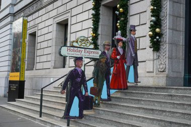 NEW YORK - DECEMBER 4, 2021: Holiday Express: Toys and Trains from the Jerni Collection exhibition in New York Historical Society museum clipart