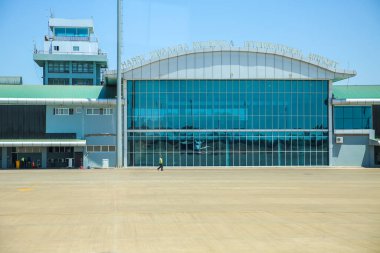 LIVINGSTONE, ZAMBIA - 2 Ekim 2018: Harry Mwaanga Nkumbula Uluslararası Havalimanı, eski adıyla Livingstone Havalimanı, Zambiya. 