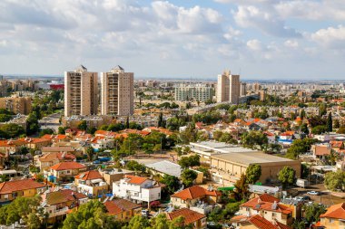 Beer SHEBA, ISRAEL - 28 Kasım 2014: Biranın havadan görünüşü. Beer Sheba, İsrail 'in güneyindeki Negev çölünün en büyük şehridir.