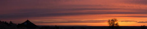 Landscape Sunset Tragic Gloomy Sky Panorama Crimson Twilight — стокове фото