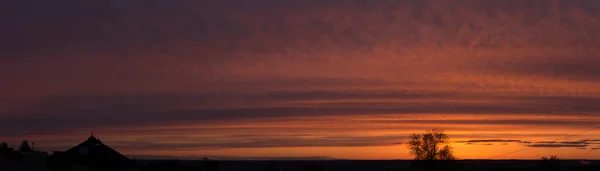 Paysage Coucher Soleil Ciel Sombre Tragique Panorama Crépuscule Pourpre — Photo