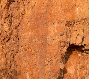 Yüksek oranda demir oksit içeren tortulu kayalar. Kırmızı toprak, toprak. Toprağın dokusu.
