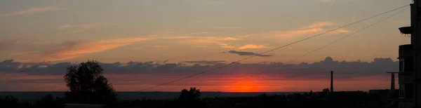 Landscape Sunset Tragic Gloomy Sky Panorama Crimson Twilight — Photo