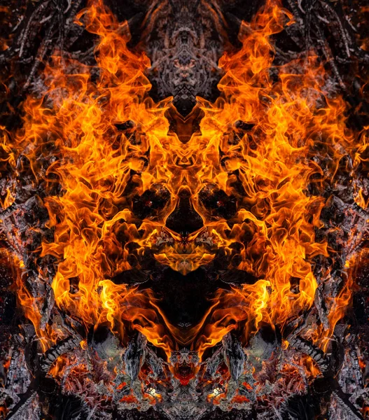 Fiery Face God Fire Evil Demonic Spirit Carbon Demon War — 图库照片