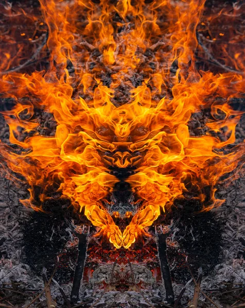 Fiery Face God Fire Evil Demonic Spirit Carbon Demon War — Stock Photo, Image