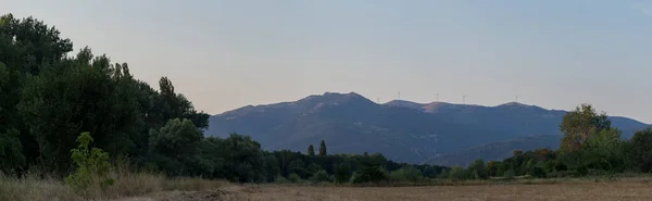 Panoramic terrain of southern Europe. Landscape of Bulgaria-mountains, fields, flora.
