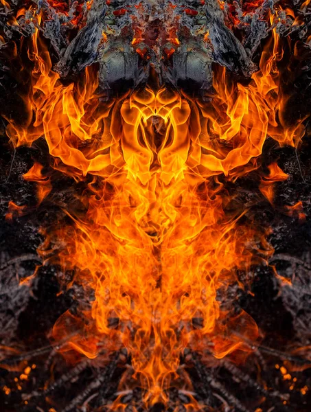 Fiery Face God Fire Evil Demonic Spirit Carbon Demon War — Foto de Stock