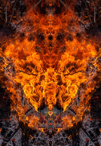 Огненное Лицо Бог Огня Злой Демонический Дух Углеродный Демон Войны — стоковое фото