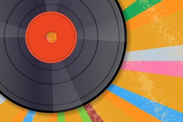 レコードレコードビンテージレトロスタイルとビニールレコード音楽デザインテンプレートの背景 — ストックベクタ