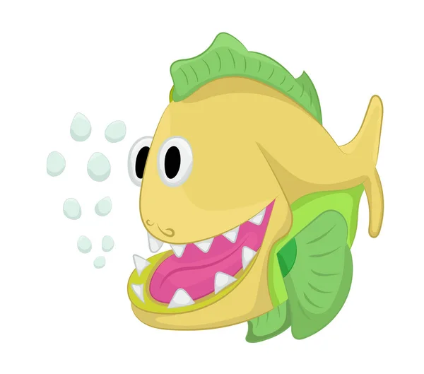 Monster Fish Dessin Animé Vecteur Humour Effrayant Animaux Personnage Dessin — Image vectorielle
