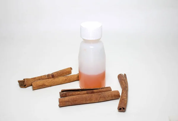 plain syrup cough medicine with white background, Close up photo of cough white bottles