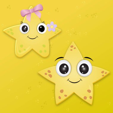 Vektör Yıldız Çifti Set, yıldız simgesi erkek ve kadın