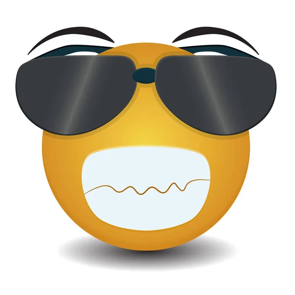 Emoji Faccina Emoticon Con Gli Occhiali Sorridente — Vettoriale Stock