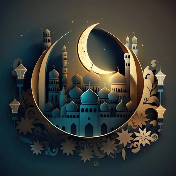 Illustrazione Backgrounf Ramadan Con Luna Stelle Ornamento — Foto Stock