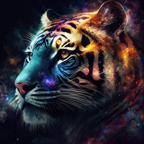 Cosmic Tiger Konst Ansikte Galaxen — Stockfoto