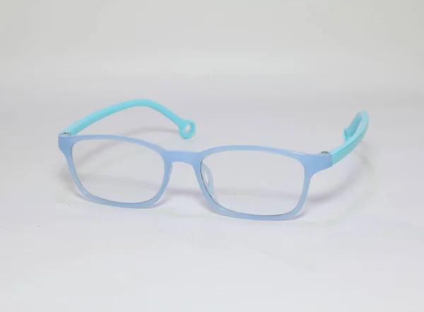 Μπλε Τετράγωνο Γυαλιά Λευκό Φόντο Πολύχρωμα Γυαλιά — Φωτογραφία Αρχείου