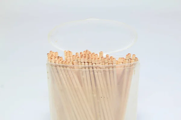 Bambus Zahnstocher Texturen Bambus Zahnstocher Isoliert Auf Weißem Hintergrund — Stockfoto