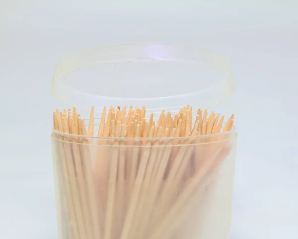 Stuzzicadenti Bambù Texture Stuzzicadenti Bambù Isolati Sfondo Bianco — Foto Stock