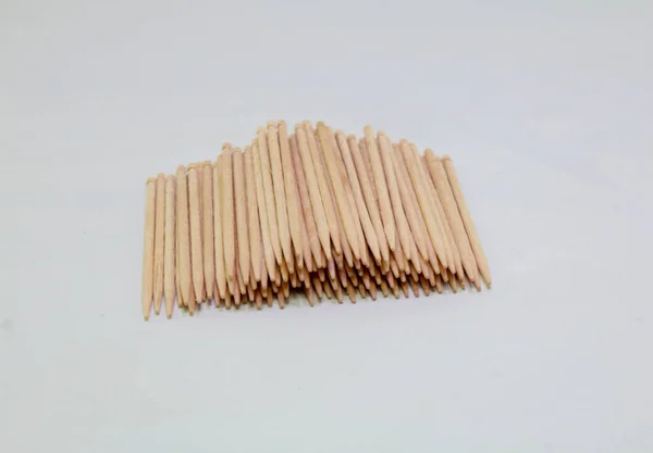 Bamboe Tandenstokers Texturen Bamboe Tandenstokers Geïsoleerd Witte Achtergrond — Stockfoto