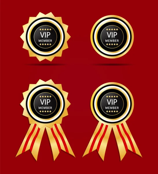 Botão Membro Vip Com Estrela Ouro Certificado Rótulo Luxo Emblema — Vetor de Stock