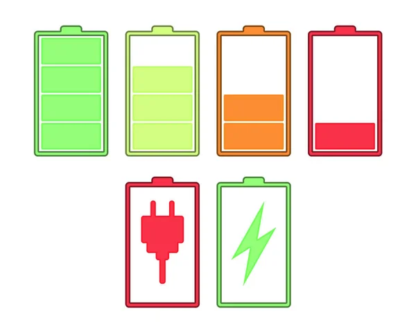 Battery Status Various Different Level Charge Vector Illustration Isolated Background — Stock Vector