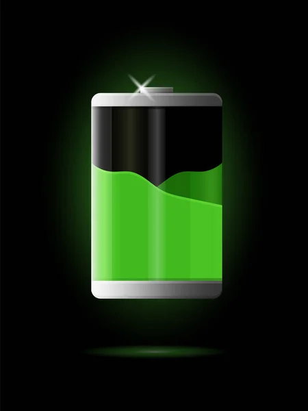Illustration Transparent Glowing Green Light Batteries — Stock Vector