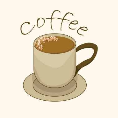 Bir fincan Taze Kahve Stili. Kafeterya, Posterler, Pankartlar için Dekoratif Tasarım